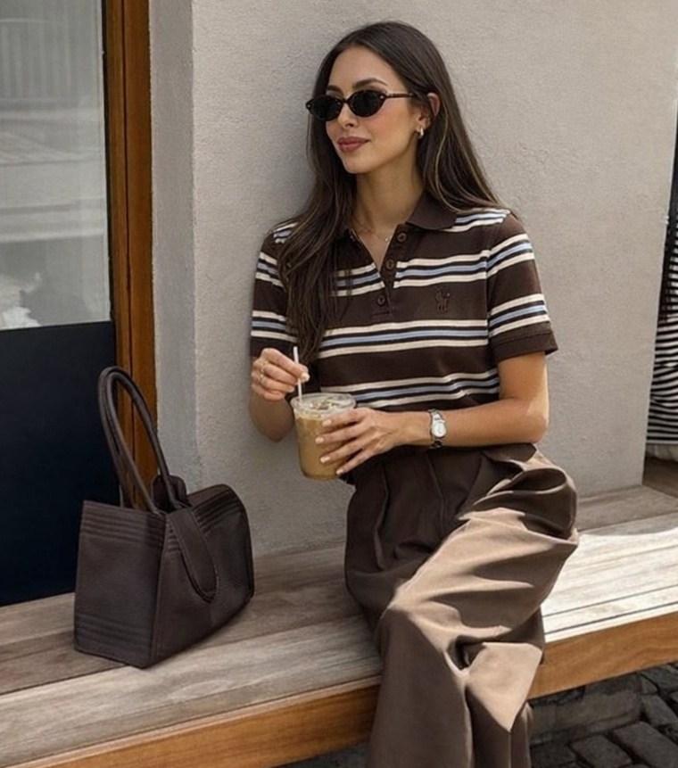 мода стиль,стильные наряды,женская футболка поло,футболка поло в полоску