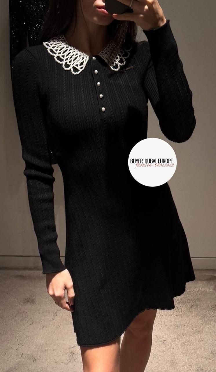 платье черное,стильное платье,платье с воротником,платье женская,платье