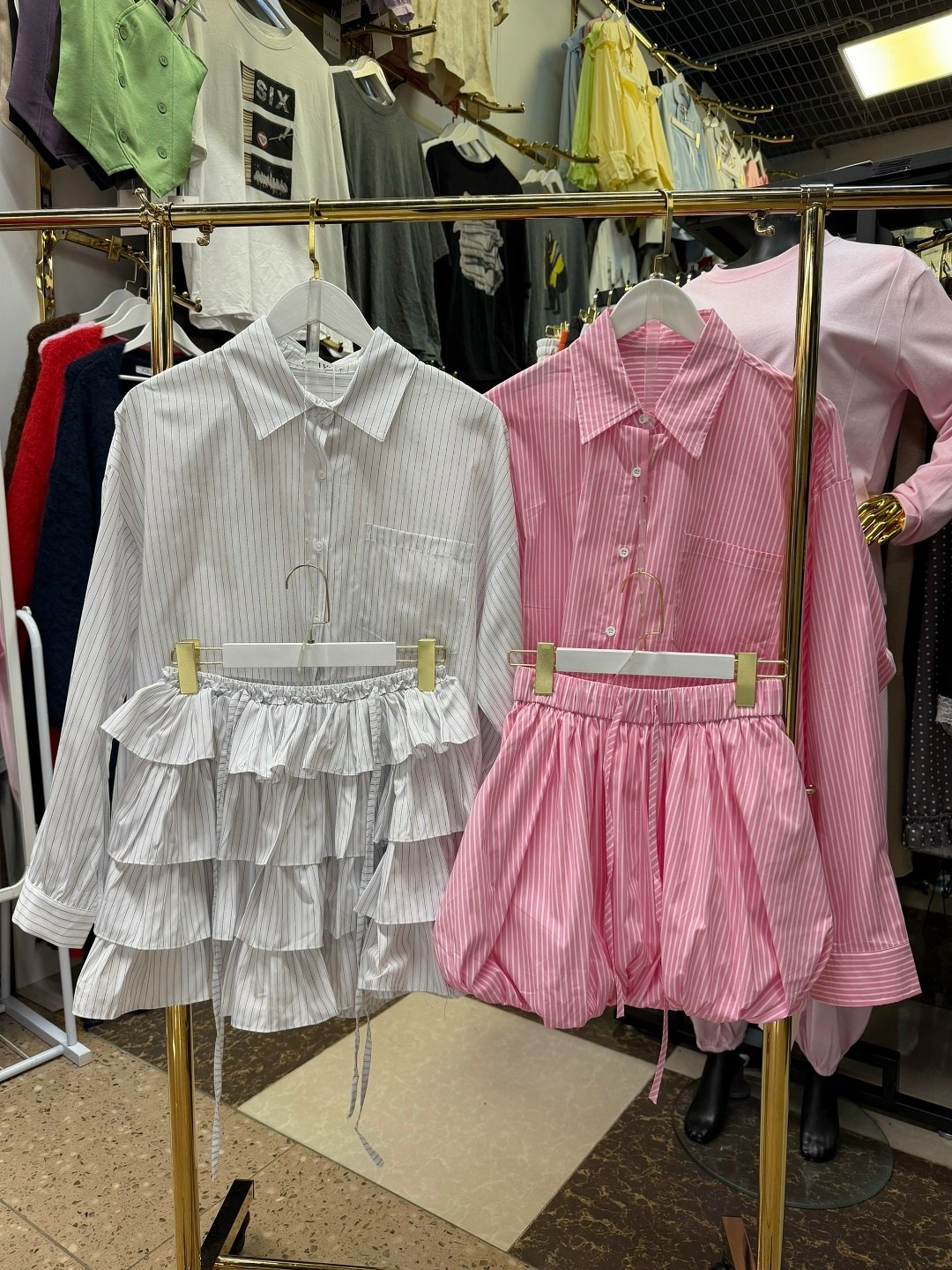 костюм розово,женские костюмы,летние костюмы,оверсайз рубашка,костюмы с юбкой