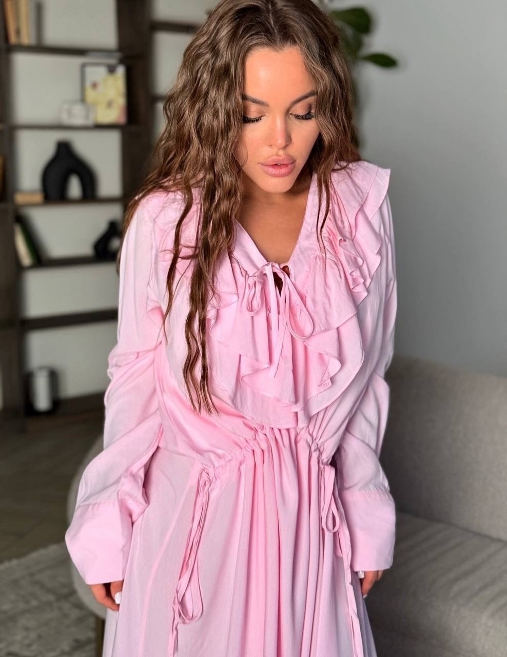 нежное платье,платье розовый,платье с воланами розовое женское,платья в стиле бохо,розовое платье с рюшами