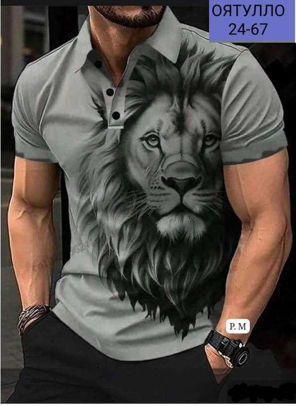 футболки мужские с принтом,футболки мужские,футболка поло мужская,мужская рубашка поло с принтом,мужская рубашка поло с 3d принтом льва
