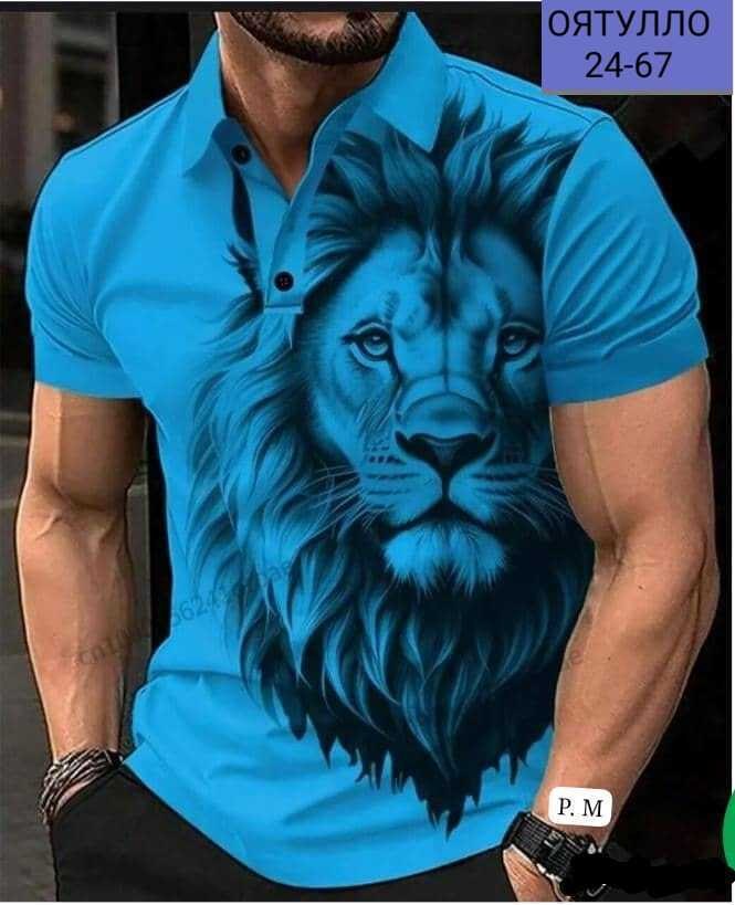 футболки мужские с принтом,футболки мужские,футболка поло мужская,мужская рубашка поло с принтом,мужская рубашка поло с 3d принтом льва