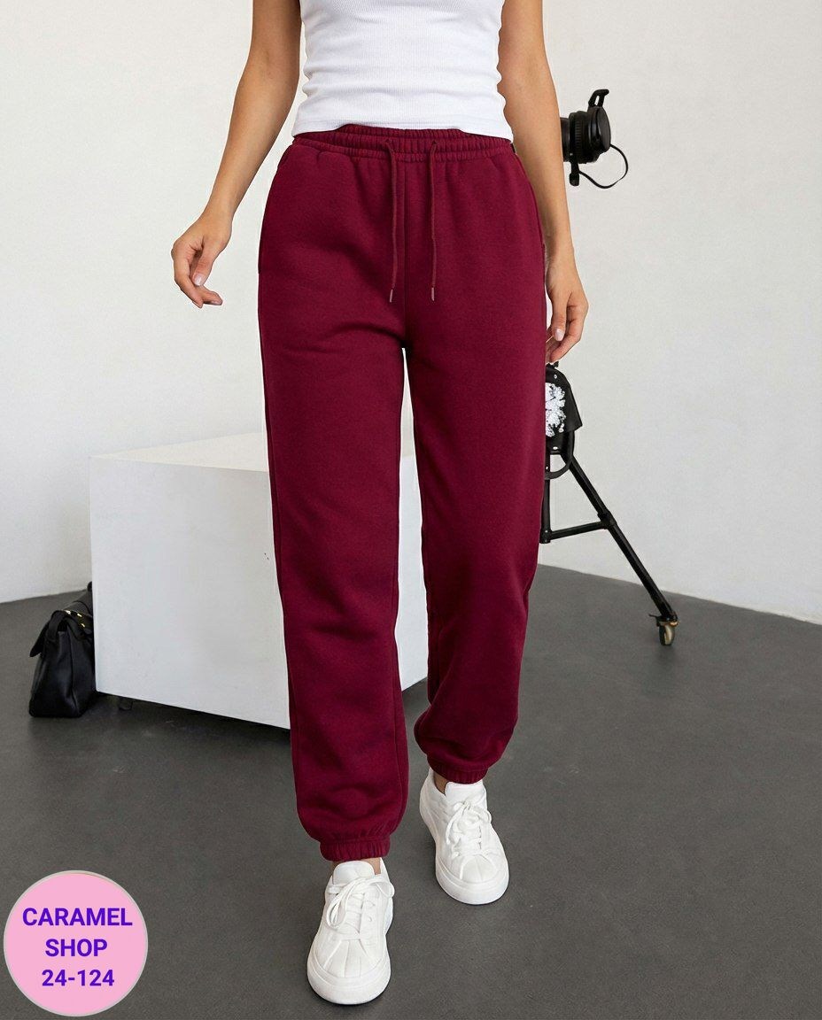 брюки женские с начесом 14432 - винный,спортивные штаны женские,женские спортивные брюки,джоггеры женские,спортивные брюки