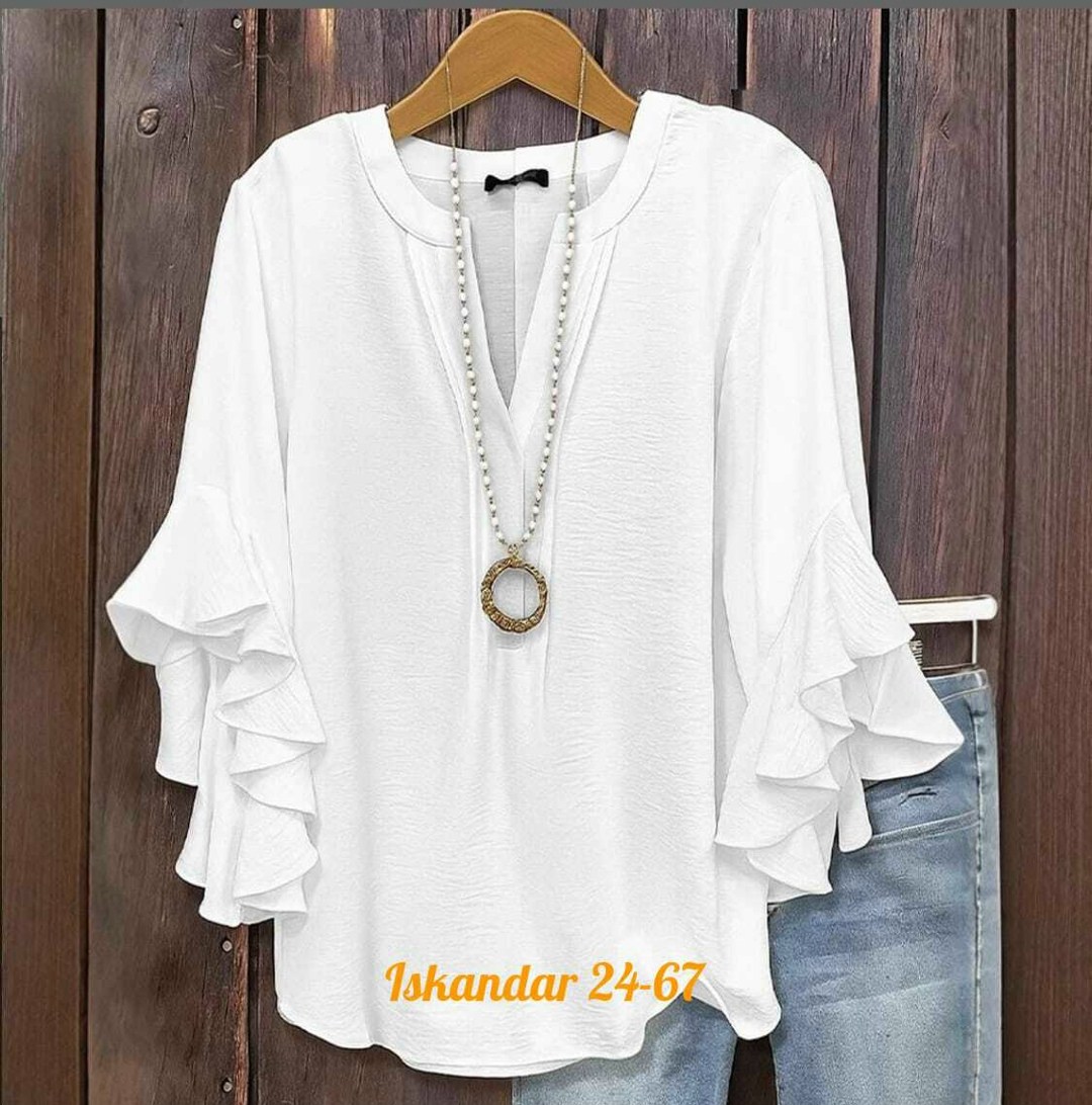 летняя блузка,блузка шифоновая,блузка с оборками,повседневная блуза,блузка с рукавами