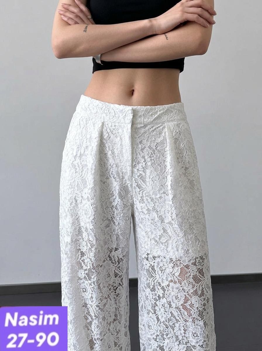 брюки кружевные,брюки с кружевом,брюки из кружева,штаны кружевные,брюки женские fly 4211 черные 42 ru