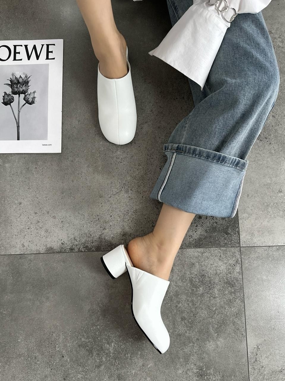 ,мюли женские,мюли на каблуке,эконика сабо белые, женская