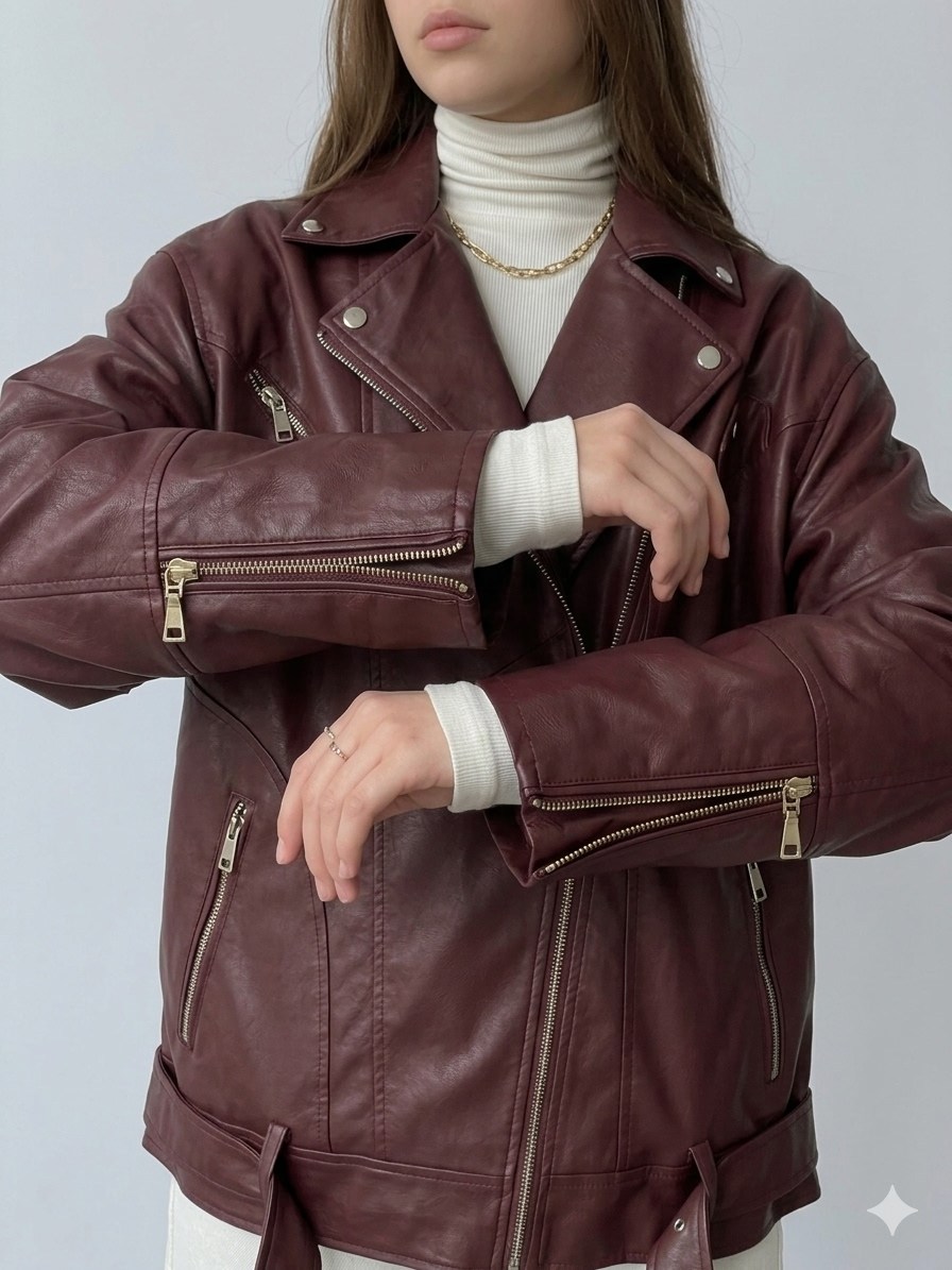 куртка-косуха из искусственной кожи befree,куртка косуха женская из натуральной кожи бордовая maslov,куртка косуха из эко кожи бордового цвета,бордовая косуха,куртка косуха кожаная весенняя оверсайз n