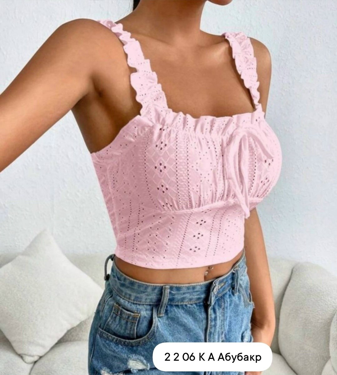 топ с рюшами,летний топ женский,женский топ из кружева,короткий топ с рюшами на лямках,топ женский