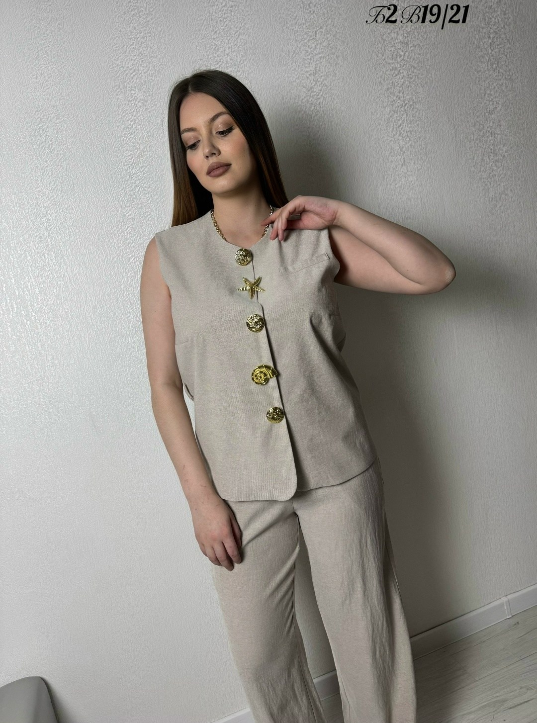 брючный костюм,костюм жилет и брюки из дышащей ткани 100% лен,костюм женский,женский брючный костюм,комплект брючный