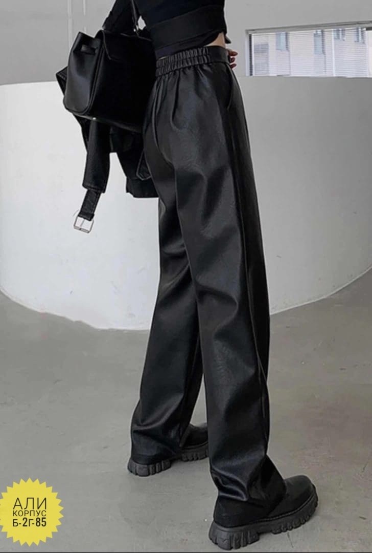женские прямые кожаные брюки qoerlin,брюки клеш,женские черные брюки из искусственной кожи с высокой талией и широкими штанинами,брюки женские из искусственной кожи,кожаные брюки