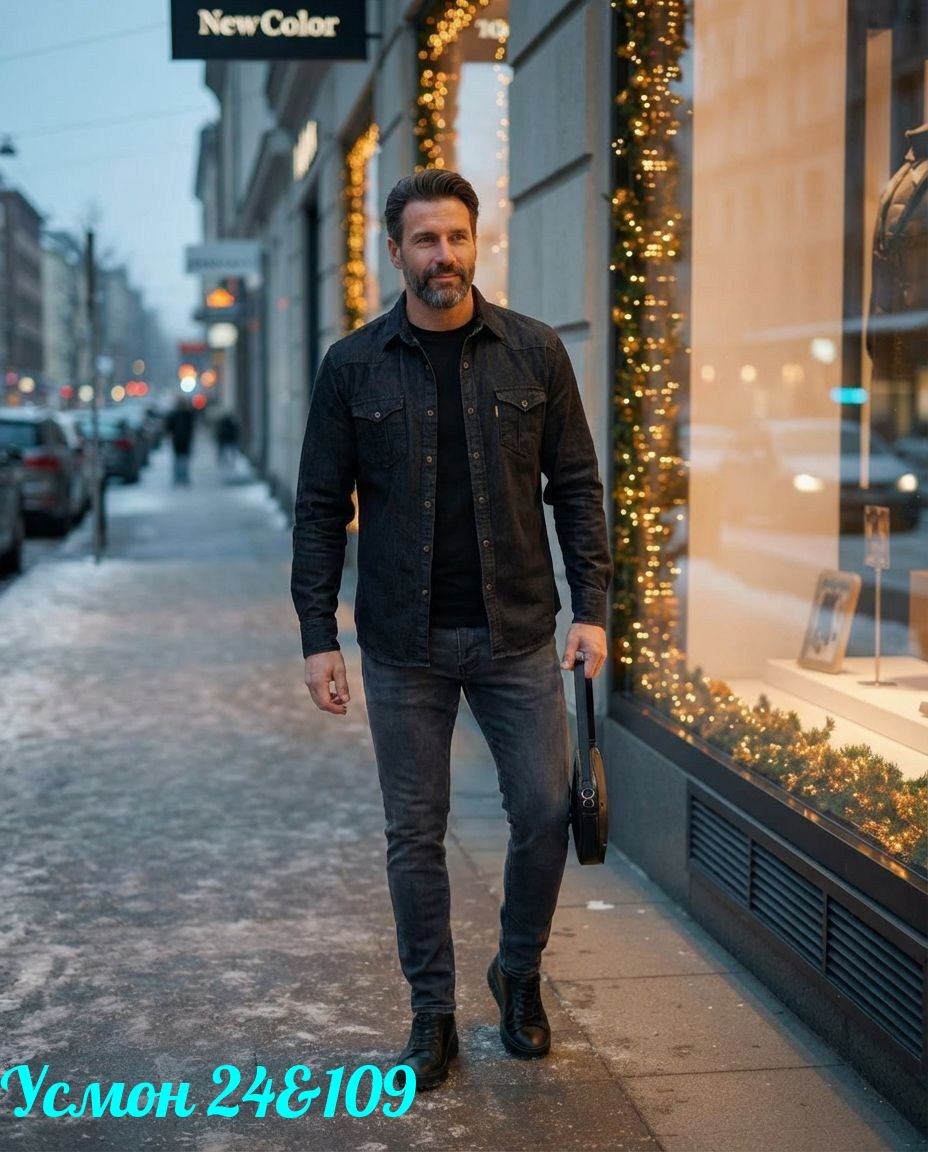 мужская джинсовая рубашка,мужская джинсовая рубашка с длинными рукавами,рубашка под джинсы мужская,мужской стиль кэжуал,мужская мода