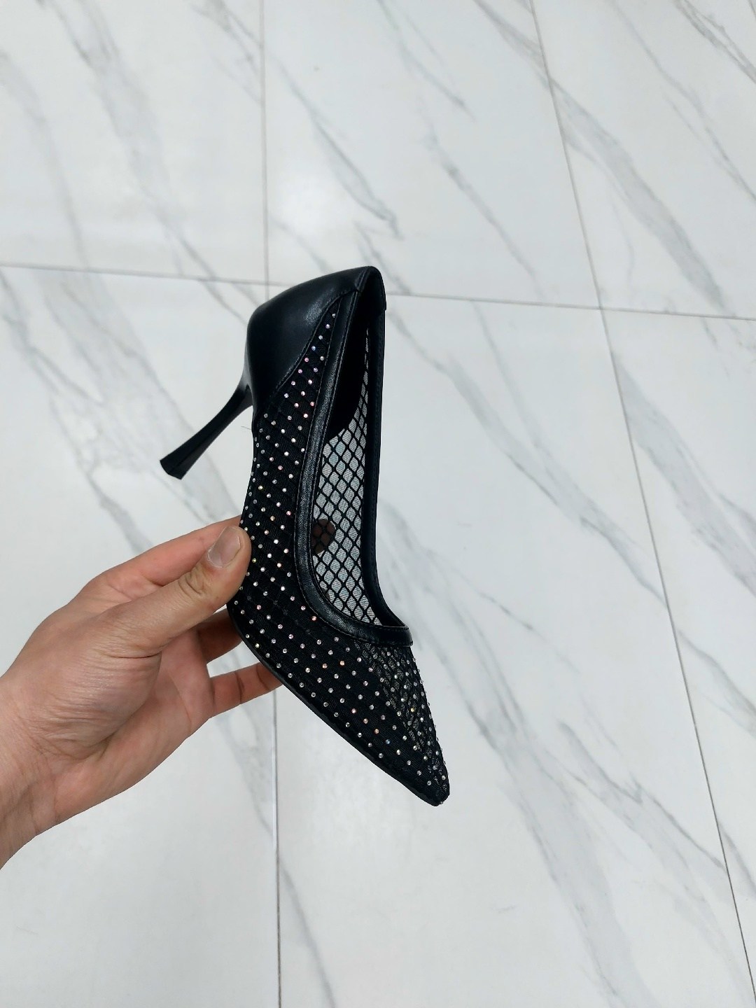 ,туфли-лодочки из декоративной сетки и искусственной кожи stella mccartney черный,туфли женские,туфли сетка стразы,женские туфли лодочки