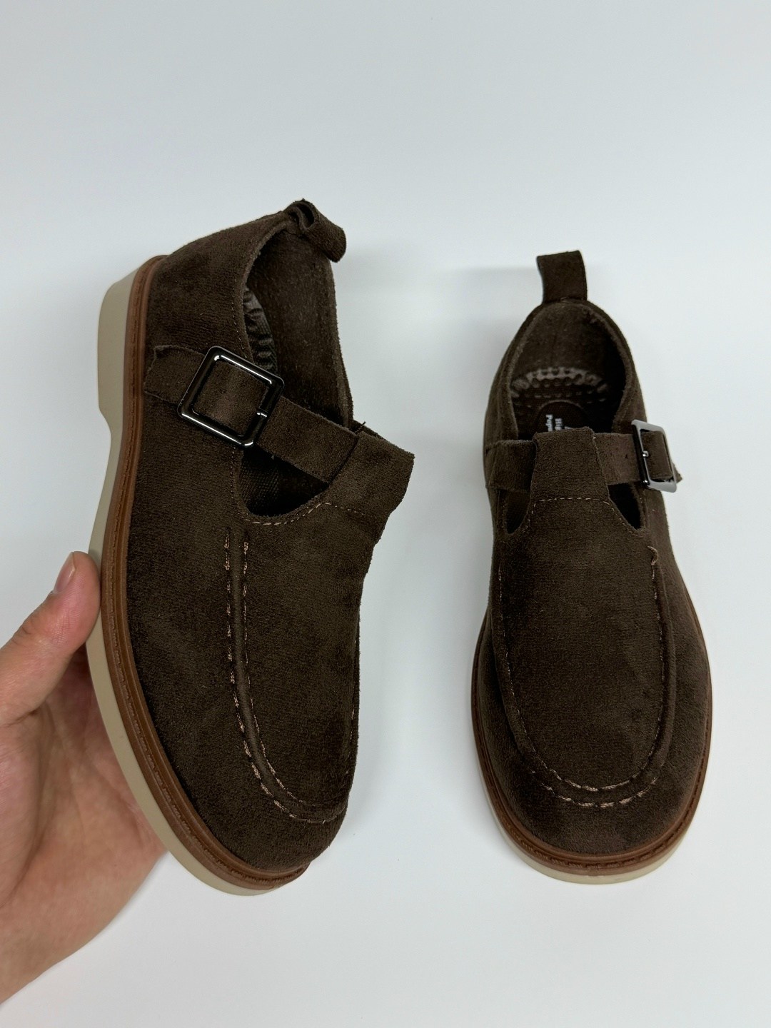 ,лоферы коричневые с ремешком замшевые,повседневная ,женская ,обуви