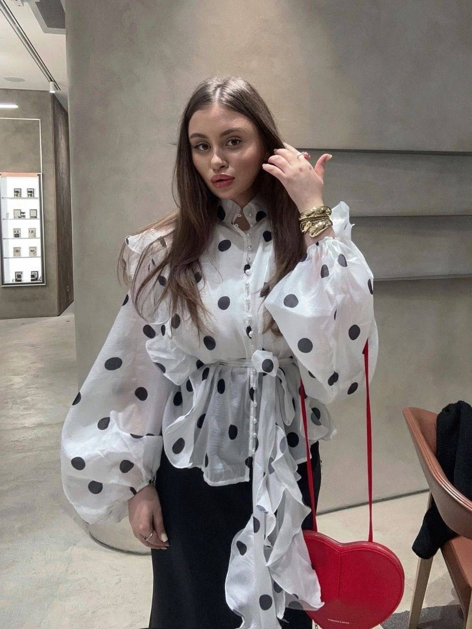 стильные наряды,стиль и мода,стильная блуза,блузки в горошек