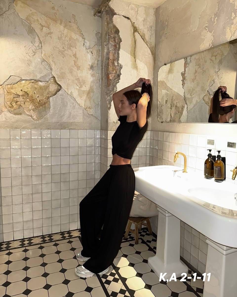 брюки лапша женские палаццо,брюки палаццо,костюмы женские,костюм с кроп топом,брюки палаццо лапша