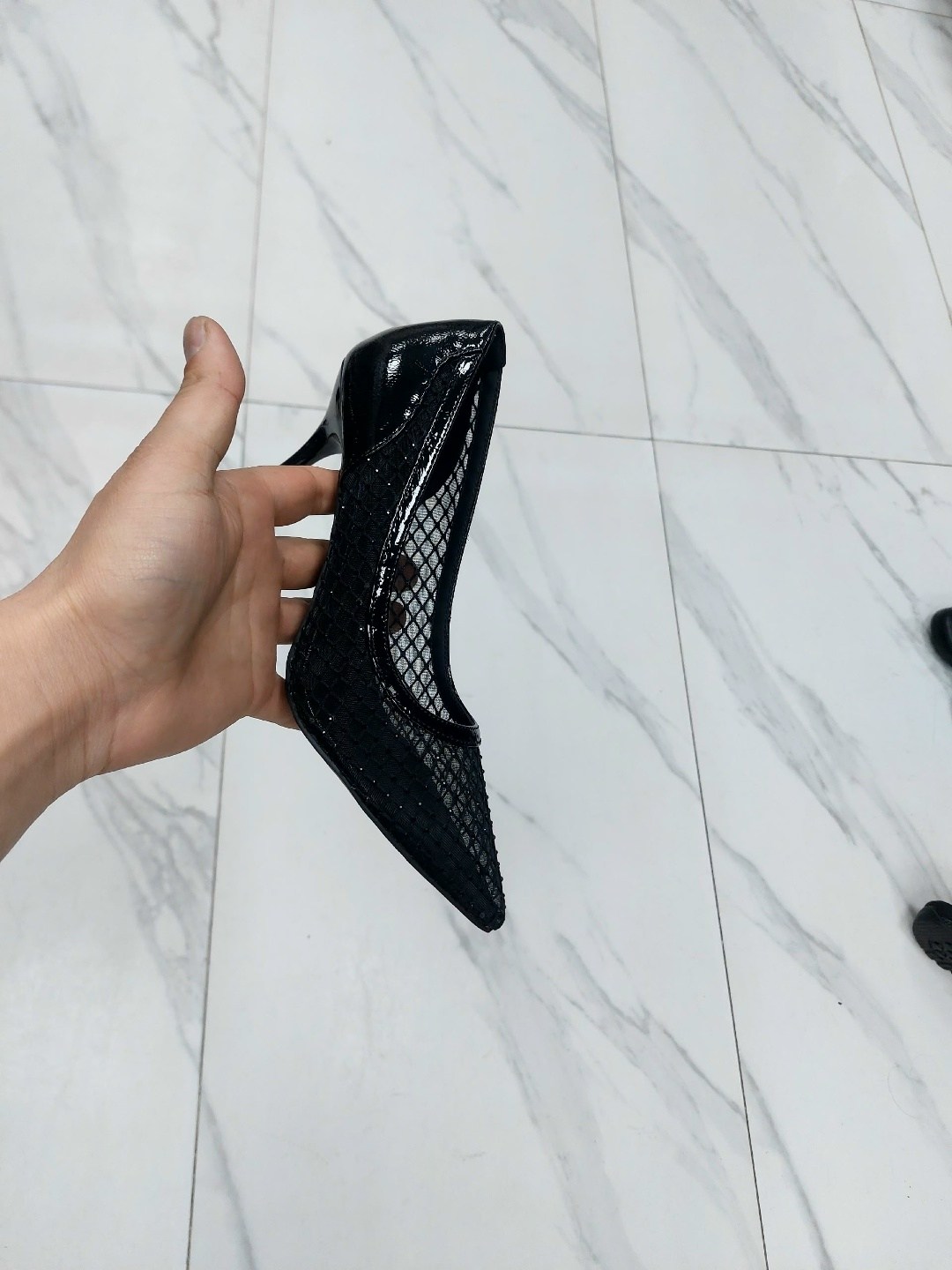 ,туфли-лодочки из декоративной сетки и искусственной кожи stella mccartney черный,туфли женские,туфли сетка стразы,женские туфли лодочки