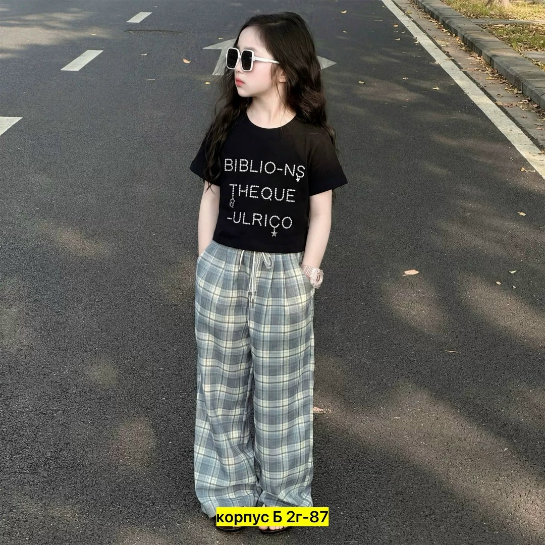 широкие брюки,брюки в клетку,штаны в клетку,летний костюм для девочек,брюки с широкими штанинами