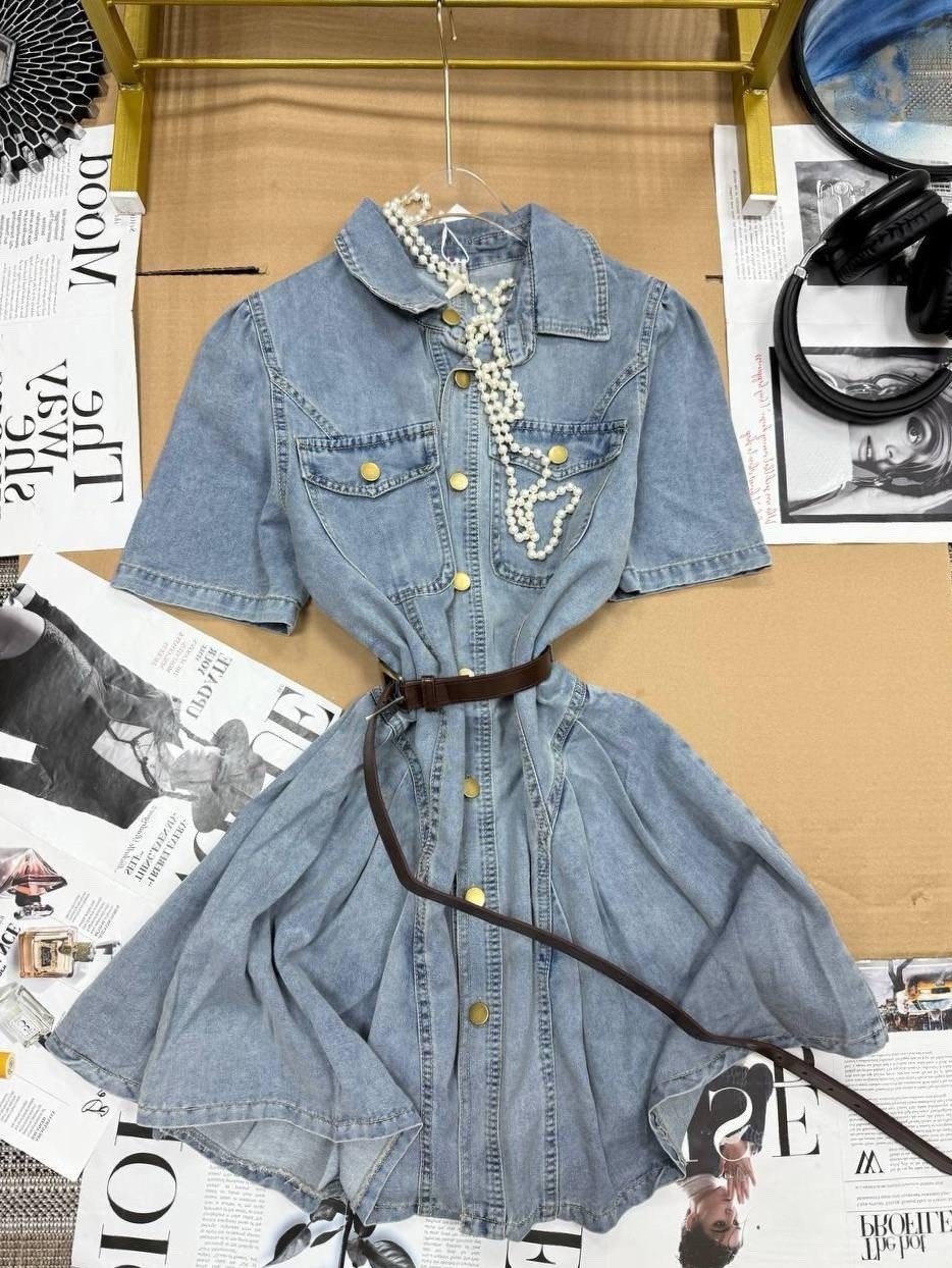 джинсовое платье,женское джинсовое платье,женское джинсовое платье sitmcf,джинсовое платье-рубашка,женское джинсовое платье с коротким рукавом