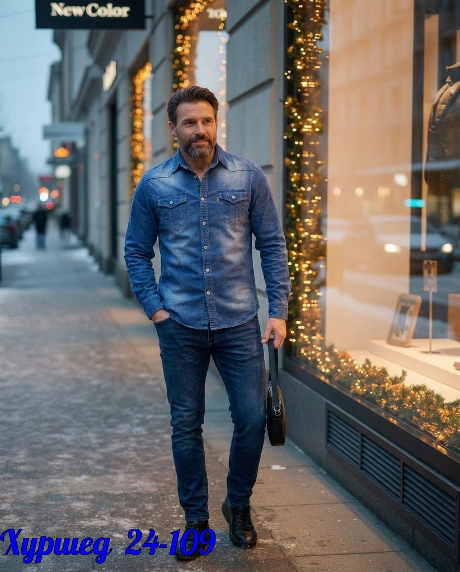 мужская джинсовая рубашка,мужская джинсовая рубашка с длинными рукавами,мужской стиль кэжуал,мужские образы,джинсы и рубашка