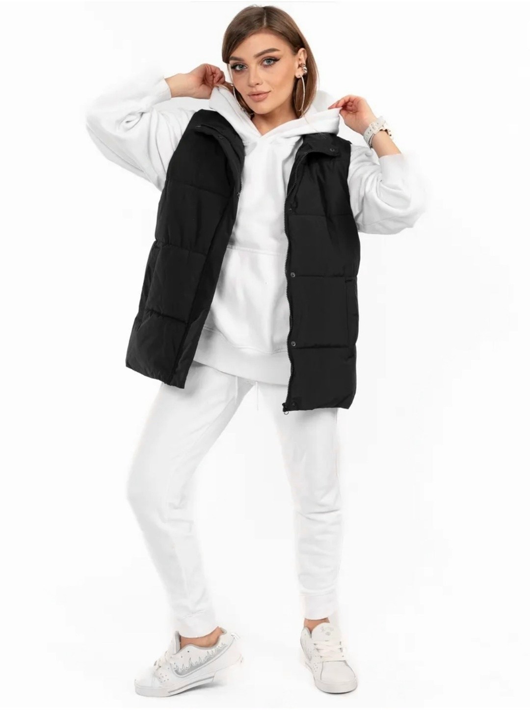 жилетка женская,жилет женский,жилетка белая,женский утепленный жилет,жилетка укороченная женская дутая