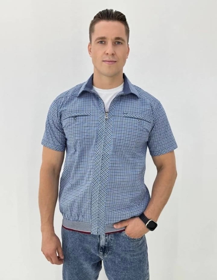 рубашка легкая,мужская рубашка с короткими рукавами,модные мужские рубашки,рубашка с коротким рукавом на молнии,рубашка с короткими рукавами