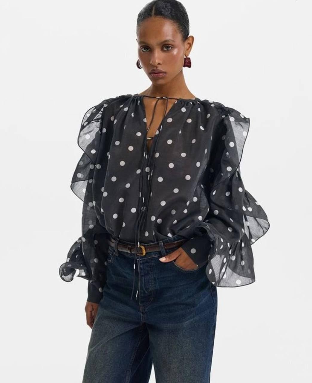 стильные наряды,стиль и мода,стильная блуза,блузки в горошек