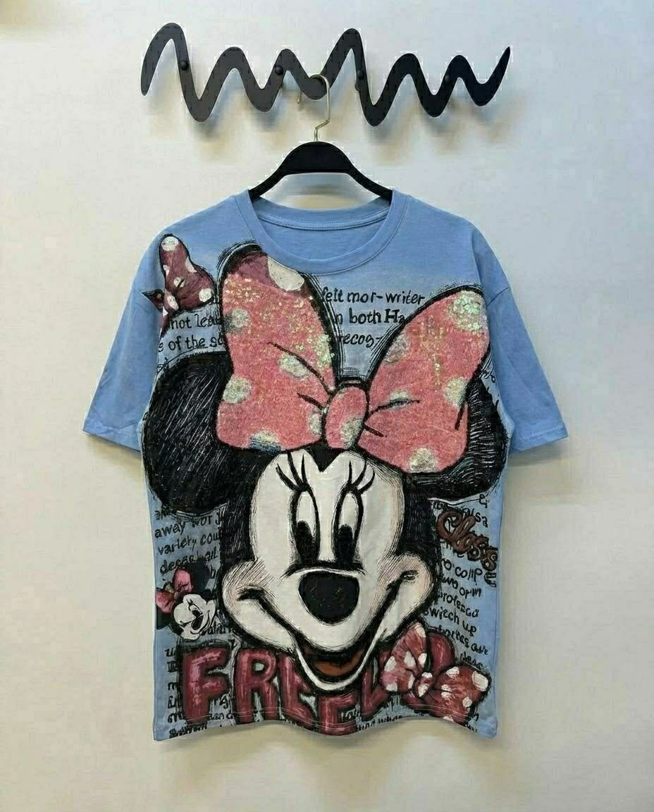 футболка оверсайз с принтом мики маус fashion lux,футболка оверсайз со стразам,женская футболка,футболка женская оверсайз,футболки оверсайз с принтами