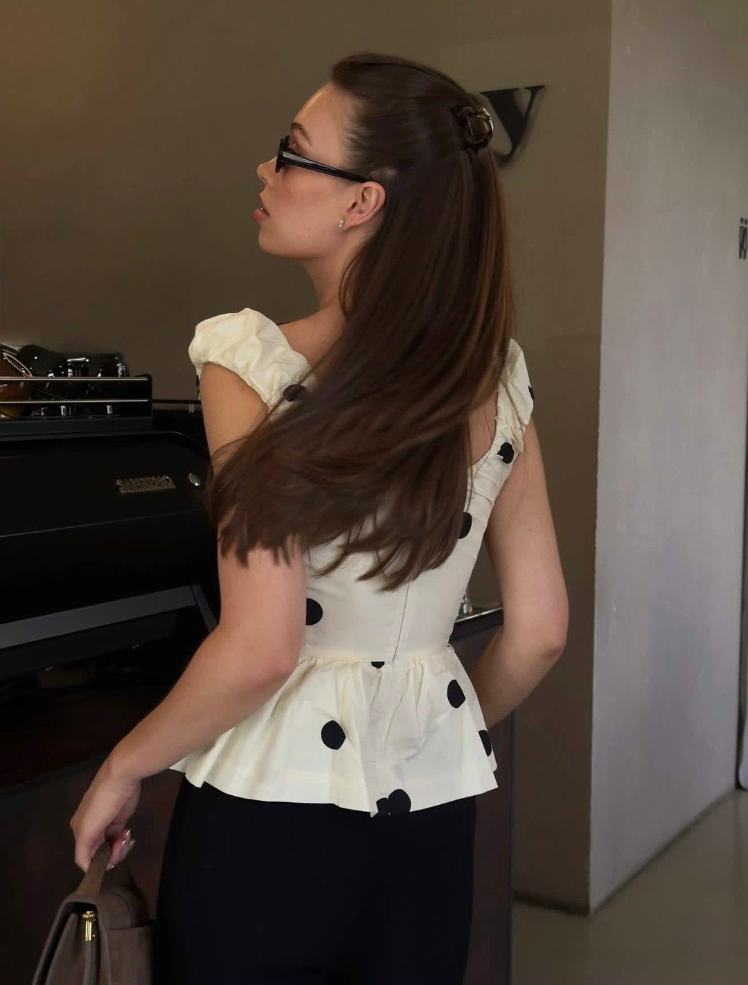 мода стиль,топы модные,стильные наряды,блузка в горох