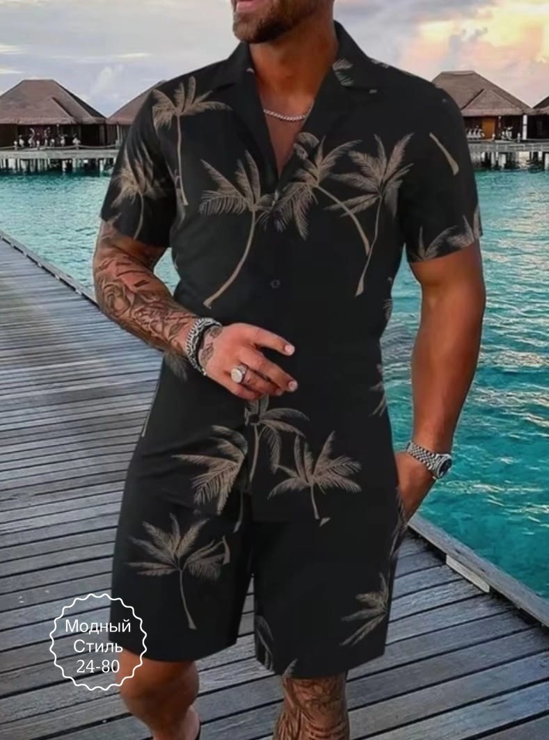 костюм летний мужской,гавайский стиль,одежда мужская,костюм для отдыха,одежда в гавайском стиле