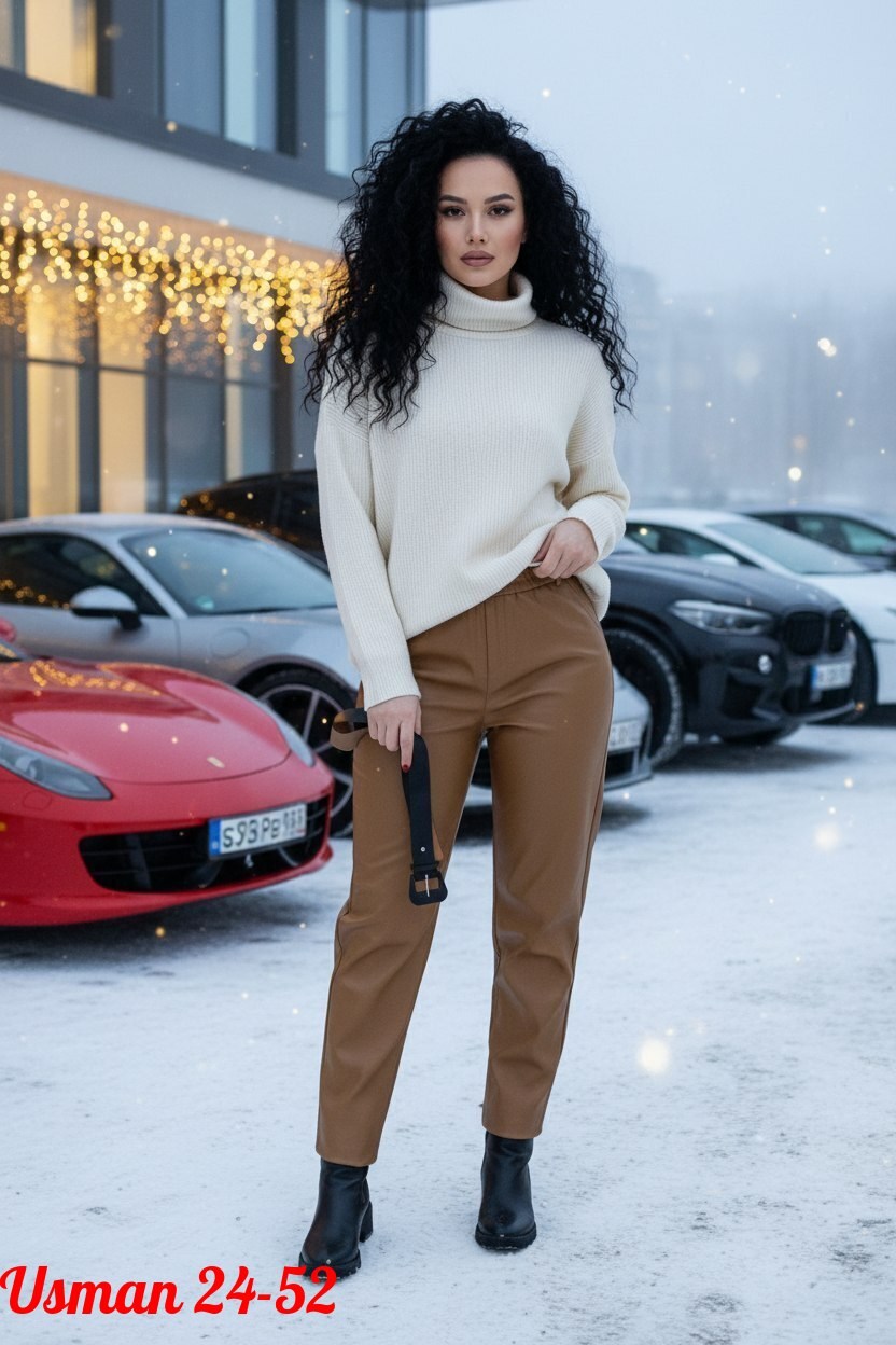 брюки женские из экокожи,брюки из экокожи,брюки из экокожи большие размеры,брюки из экокожи с высокой посадкой,брюки кожаные большие размеры джоггеры утепленные с начесом atlan 98966881