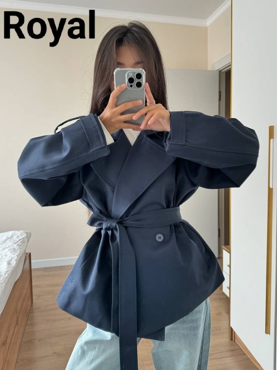 пальто асимметрия,,черный брючный костюм,женская верхняя одежда