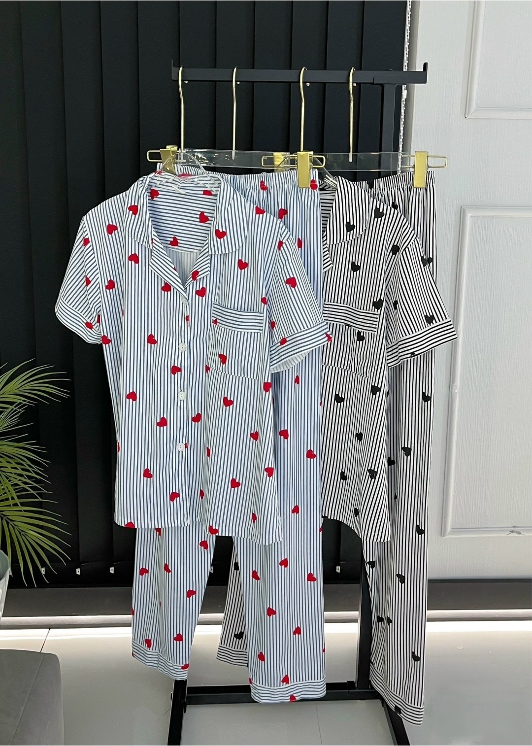 домашняя пижама со штанами и рубашкой с сердечками q&h fashion,самая удобная женская пижама со штанами и рубашкой сердечками,женская пижама с сердечками stayhome,пижама женская с брюками m,l,xl,xxl,с