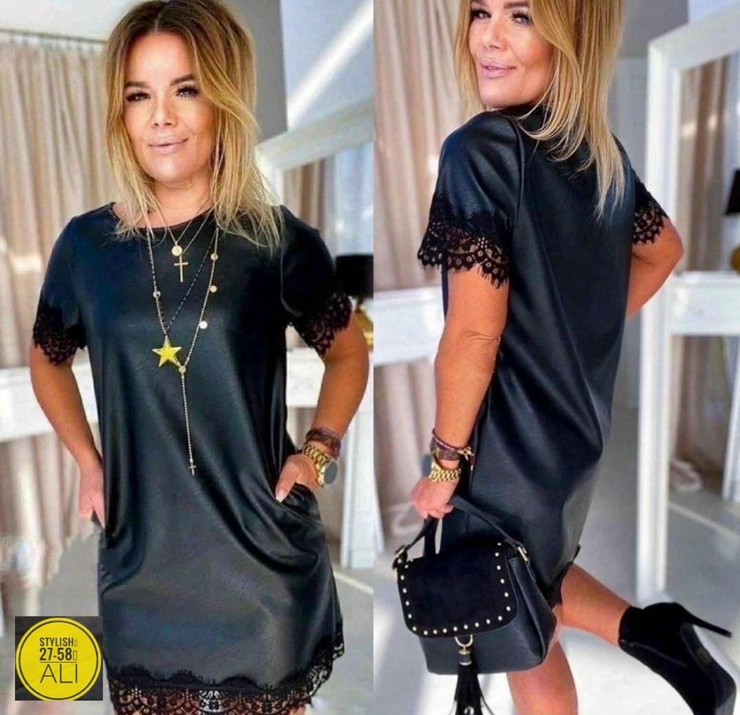 платье из экокожи для полных женщин,платье миди из экокожи,женское платье с кружевом,платье из экокожи,платье мини с кружевом кожаное obba 170514446