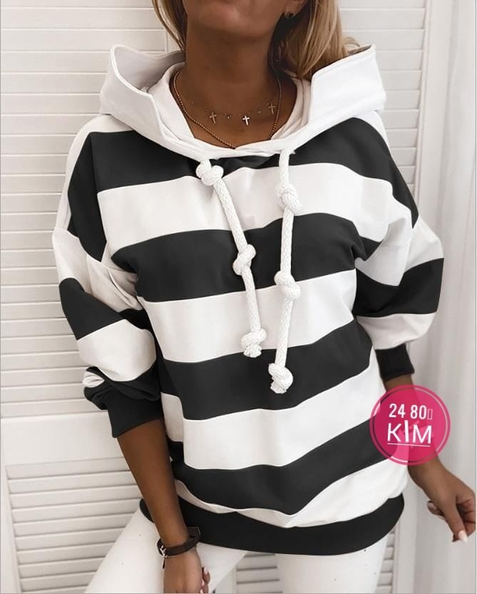 толстовка с капюшоном женская,женская толстовка,толстовка повседневная,женская свободная толстовка,толстовка в полоску