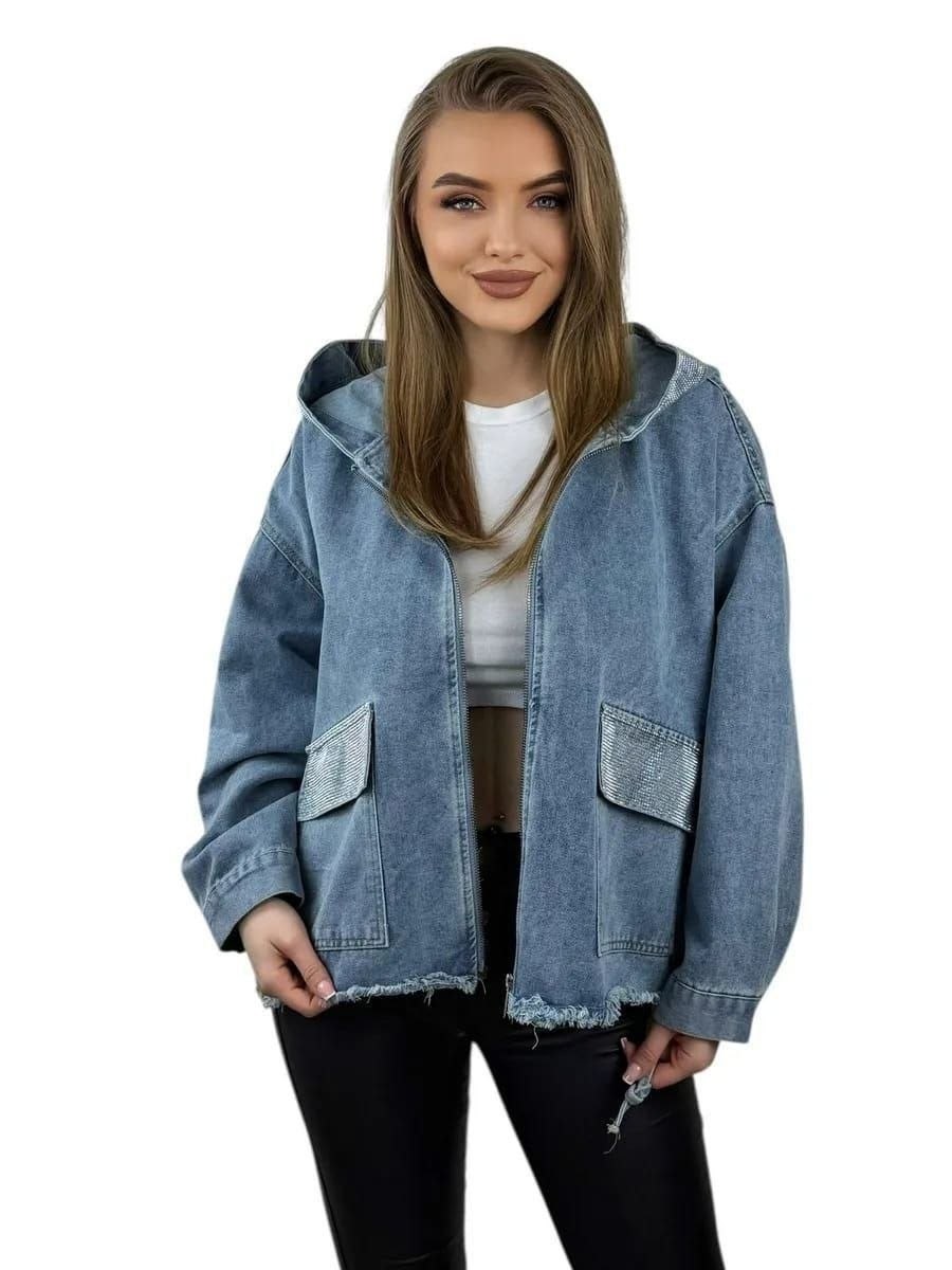 куртка джинсовая lrzbs jeans,джинсовая куртка,женская джинсовая куртка,джинсовая куртка удлиненная оверсайз pularia f,женская джинсовая куртка с капюшоном