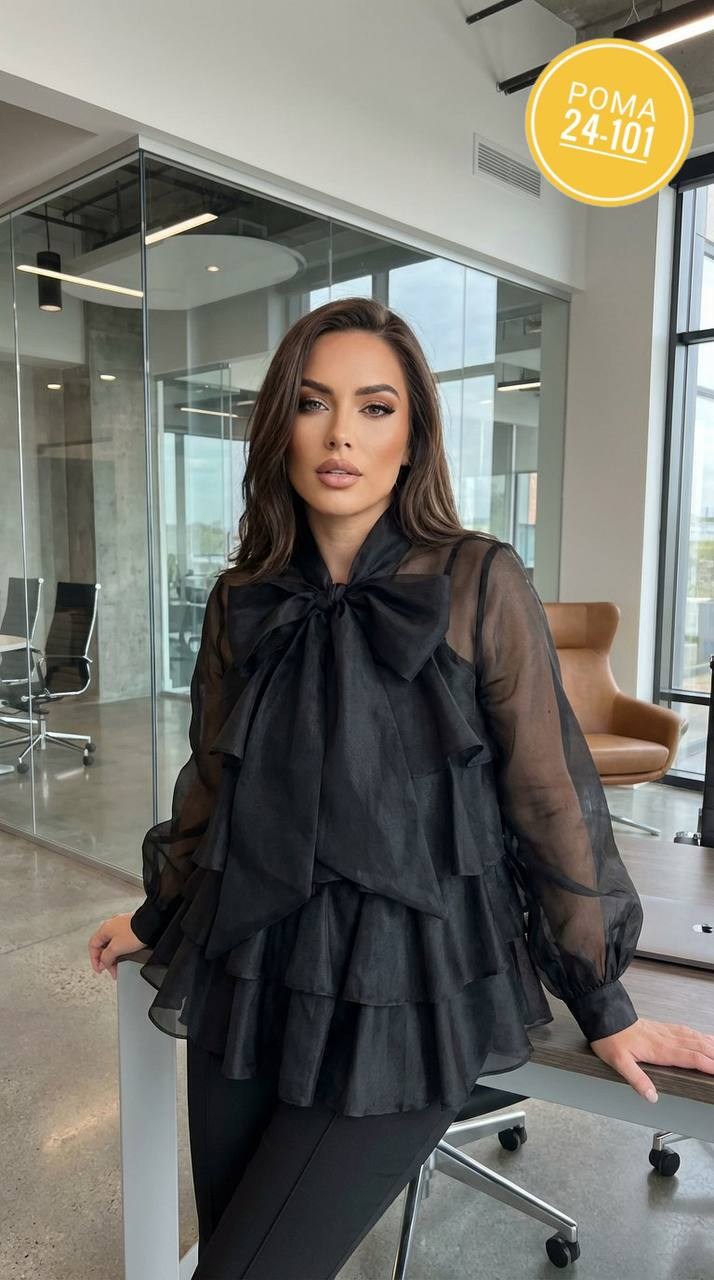 блузка из органзы,блузка шифоновая,нарядная блузка,блузка из черной органзы,блузка прозрачная из органзы