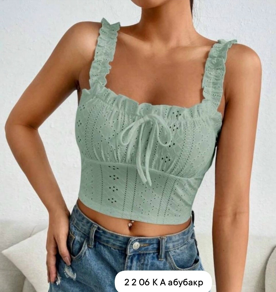 топ с рюшами,летний топ женский,женский топ из кружева,короткий топ с рюшами на лямках,топ женский