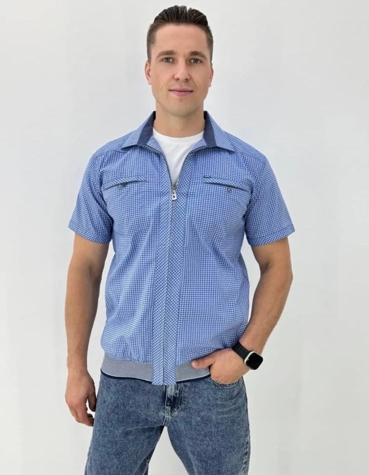 рубашка легкая,мужская рубашка с короткими рукавами,модные мужские рубашки,рубашка с коротким рукавом на молнии,рубашка с короткими рукавами
