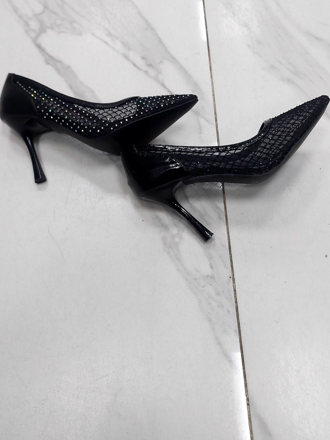 ,туфли-лодочки из декоративной сетки и искусственной кожи stella mccartney черный,туфли женские,туфли сетка стразы,женские туфли лодочки