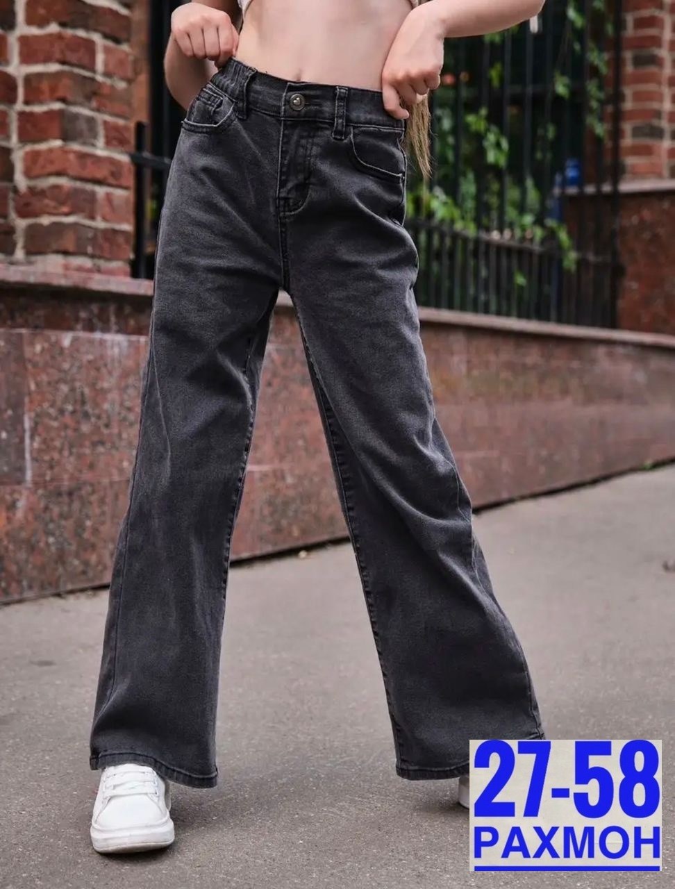 широкие джинсы для девочек,джинсы палаццо тёмно-серые подростковые клёш для девочки,джинсы для девочки палаццо широкие подростковые timoka,широкие джинсы женские,джинсы широкие