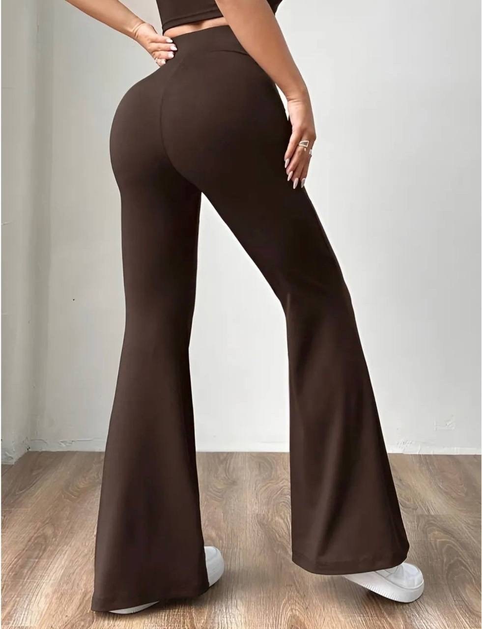 брюки клеш,элегантные брюки,брюки клеш женские,спортивные брюки клеш,женские однотонные эластичные облегающие прямые брюки-клеш с высокой талией