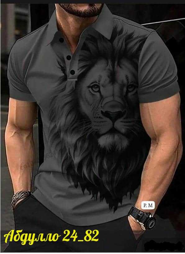 футболка поло мужская,футболка для мужчин хб,футболки мужские с принтом,футболки мужские,мужская рубашка поло с 3d принтом льва
