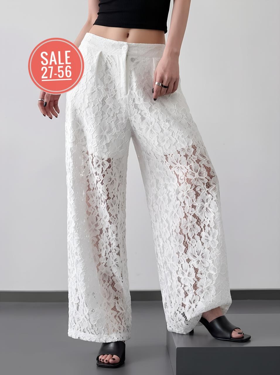 брюки прямые из кружева mollis,брюки прямые из кружева,кружевные брюки,кружевные штаны,брюки кружевные прозрачные гипюровые