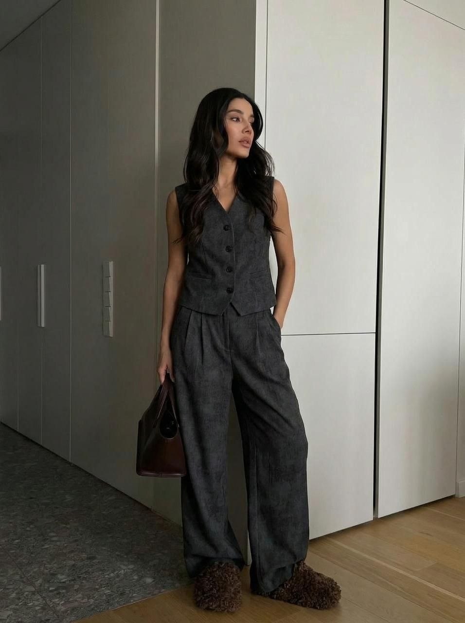 брючный костюм,костюм классический жилет с брюками летний emberens,женский брючный костюм,комплект брючный,костюм с брюками