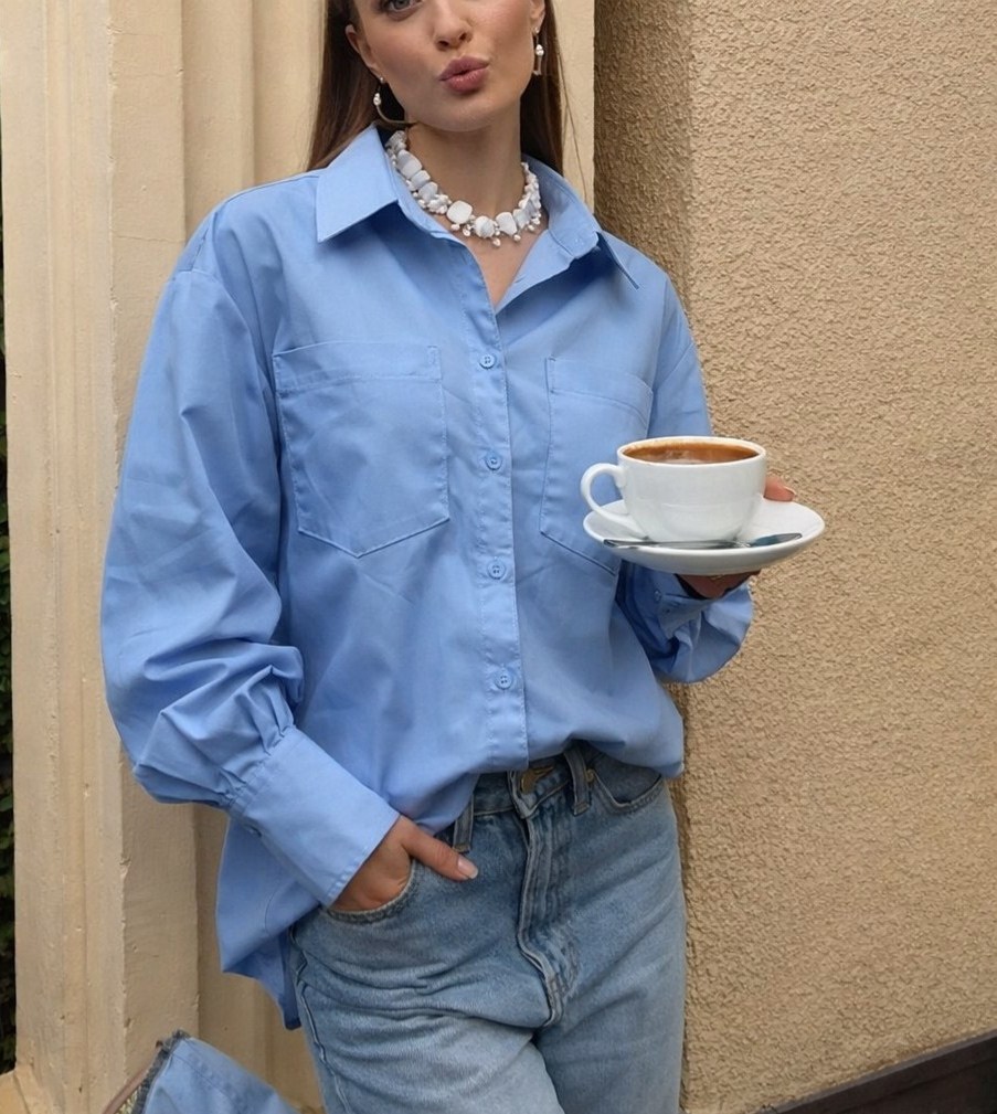 рубашка женская,голубая блузка,рубашка,образ с голубой рубашкой,голубая рубашка