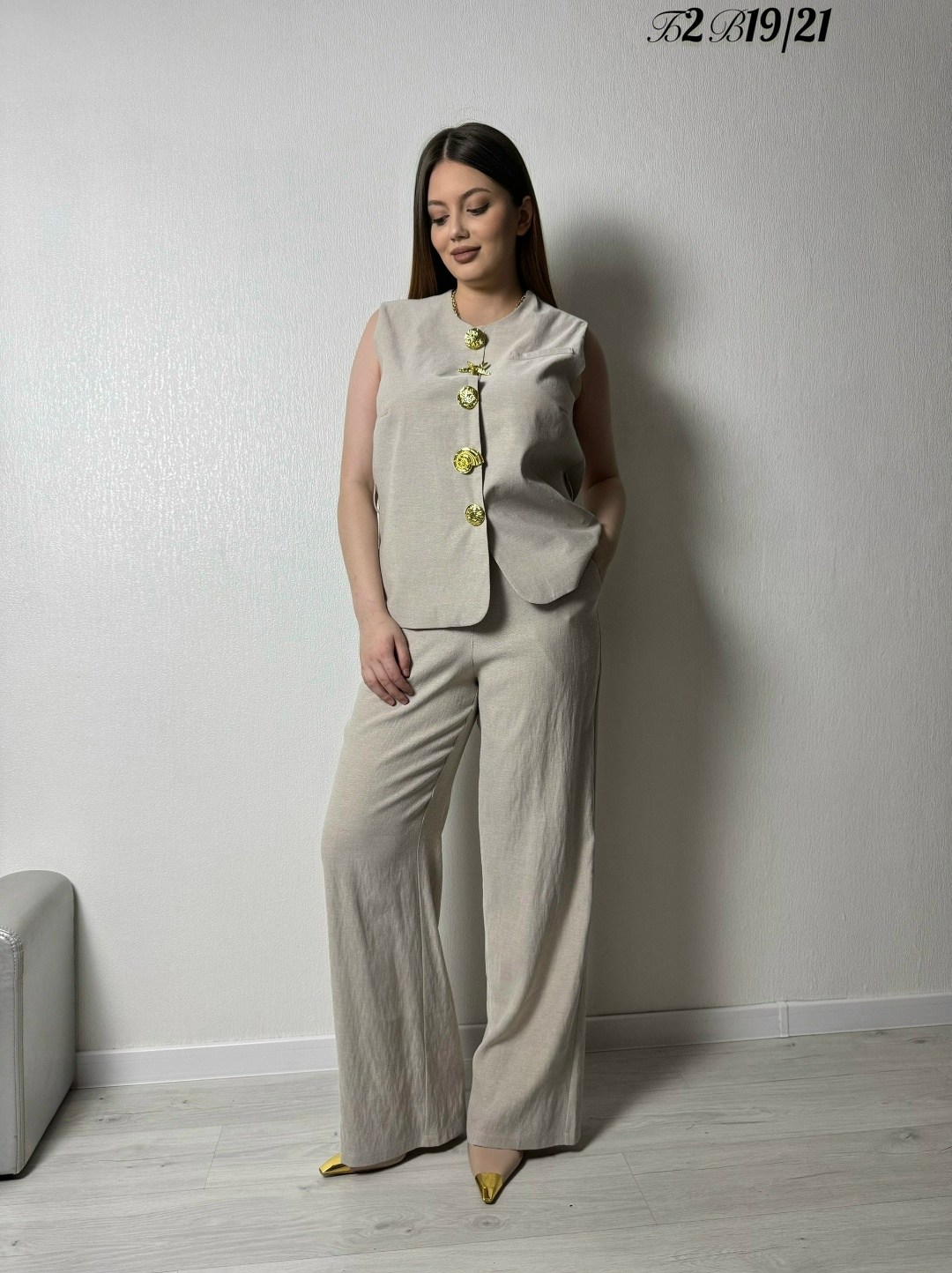 брючный костюм,костюм жилет и брюки из дышащей ткани 100% лен,костюм женский,женский брючный костюм,комплект брючный