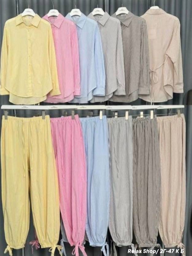 брюки женские белые в голубую полоску,повседневный костюм,костюм брючный с рубашкой,костюм летний брючный с рубашкой,брюки широкие