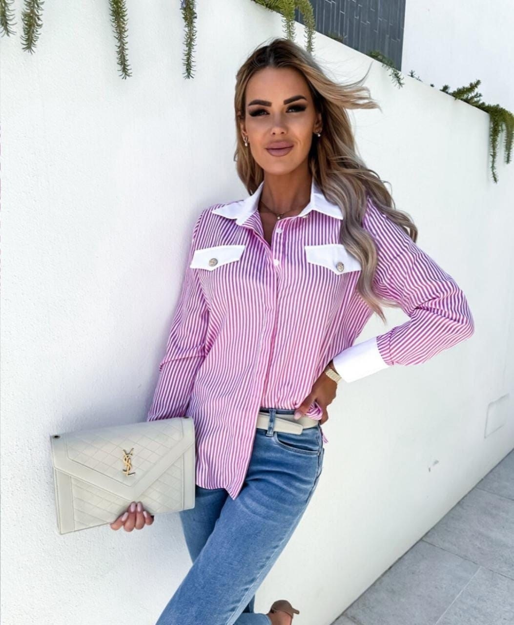 рубашка женская розовая,модные женские рубашки 2025,рубашка женская стильная,рубашка женская в полоску,рубашка женская