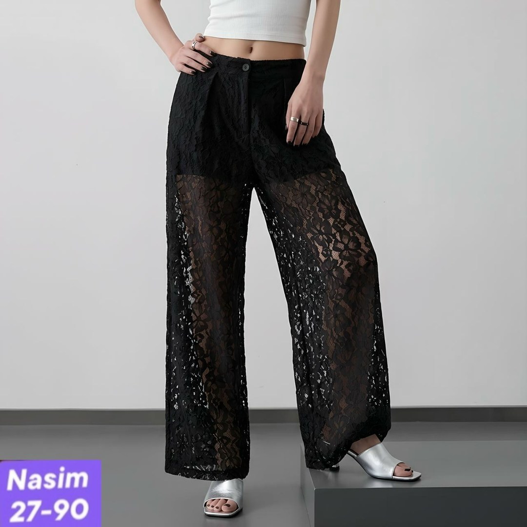 брюки кружевные,брюки с кружевом,брюки из кружева,штаны кружевные,брюки женские fly 4211 черные 42 ru