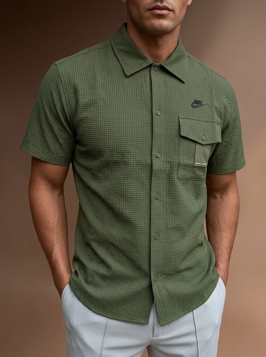 повседневная рубашка,рубашка мужская,рубашка с короткими рукавами,рубашка,зеленая рубашка